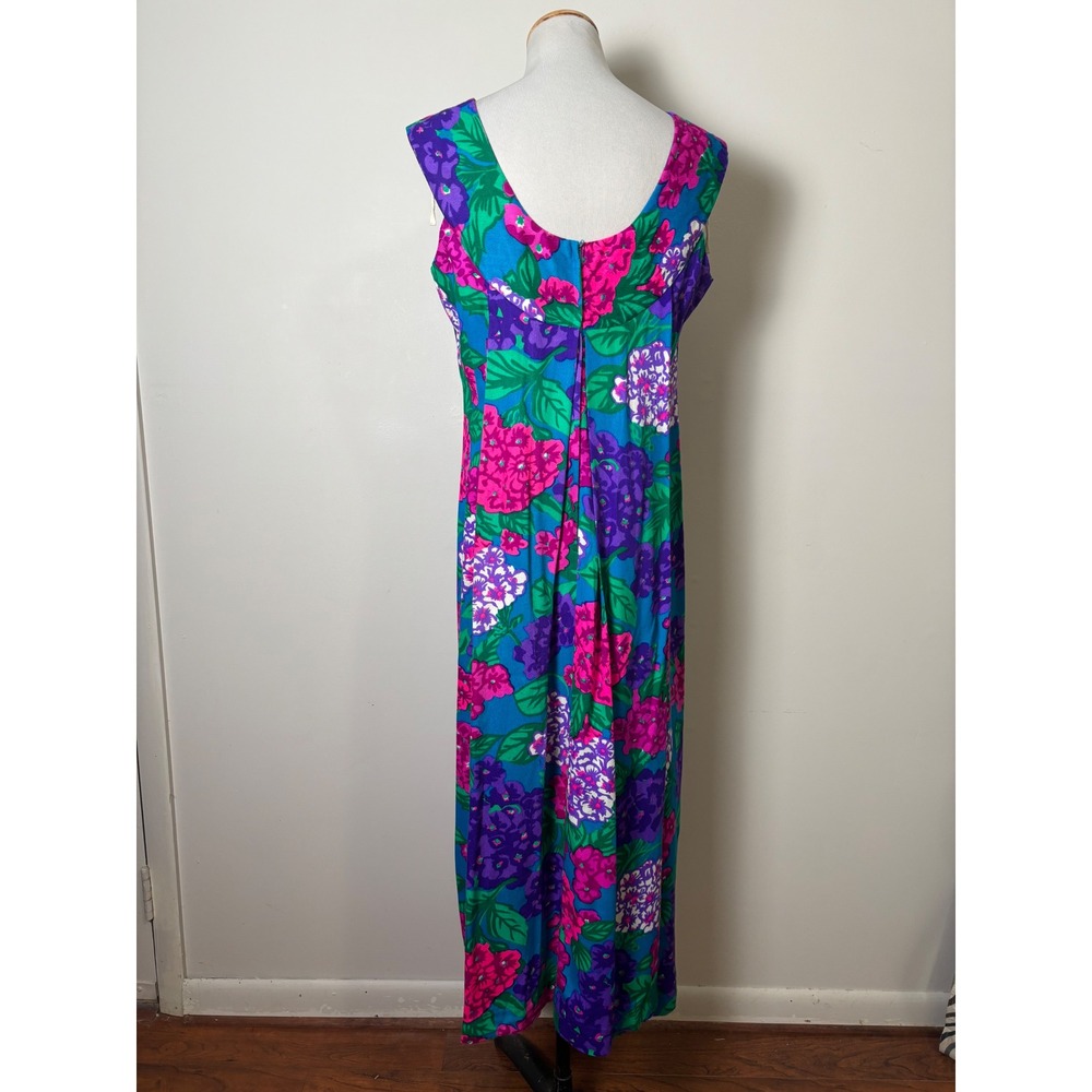 The Sample Shop VTG Hawaiian Floral Maxi Dress M Tropical Resort Garden Party - Picture 3 of 7